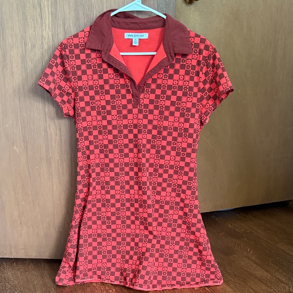 UO Red Checkered Polo Dress - retro vibes